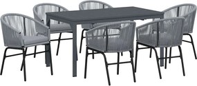 vidaXL Kert étkező szett 7 pcs Szürke polirattan