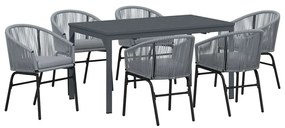 vidaXL Kert étkező szett 7 pcs Szürke polirattan