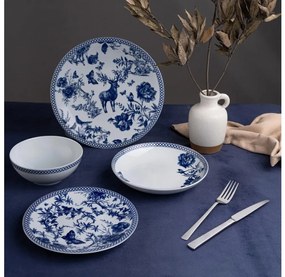 24 darabos étkészlet fehér/kék/porcelán