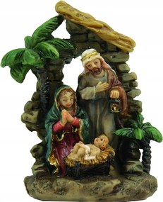 Szent Család karácsonyi betlehem Pálmafákkal- 5,0cm magas- Kézzel Festett