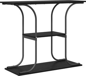 vidaXL Konzolasztal polcokkal Fekete tölgy 101 x 35 x 80,5 cm Faanyag