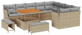 vidaXL Kerti Kanapé Szett 12 pcs Bézs polirattan