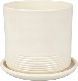 Kerámia kaspó állvánnyal krémszínű kpl 17x16 cm