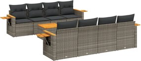 vidaXL 9 részes szürke polyrattan kerti ülőgarnitúra párnákkal
