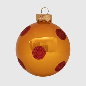 Red Orange Dots kézzel festett üveg karácsonyi gömb szett 6*8cm