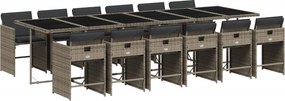 vidaXL 13 részes szürke polyrattan kerti ülőgarnitúra párnákkal