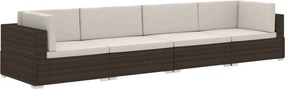 vidaXL 4 részes barna polyrattan kerti kanapészett párnákkal