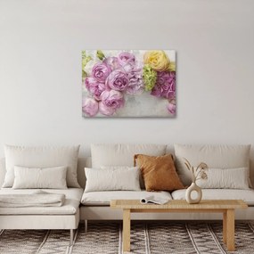 Kép - Virágok a falon pasztell színekben (70x50 cm)