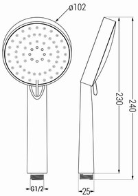 Mexen tartozékok - 1 pontos kézizuhany készlet R-75, króm / fehér, 785756052-02