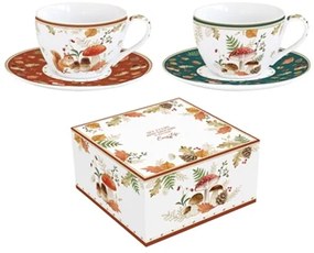 Őszi Porcelán teás csésze + alj 240 ml 2 személyes dobozban Autumn Breeze