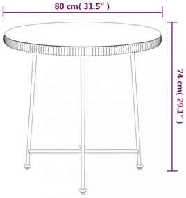 fekete edzett üveg és acél étkezőasztal Ø80 cm