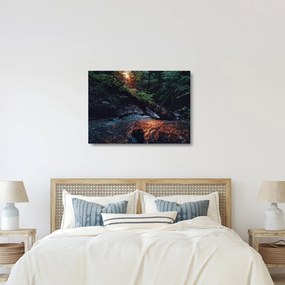 Hegyi folyó képe (üvegen) (70x50 cm)