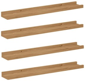 vidaXL Falpolc polcokkal tárolóval 4 pcs Barna 60 x 9 x 3 cm Faanyag