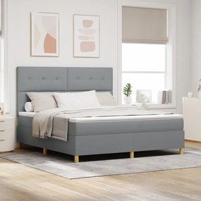 Boxspring ágy matraccal és LED világítással, világosszürke 180x200 cm Szövet