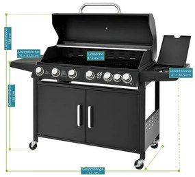BBQ gázgrill ,,Kalifornia" 6 gázégővel + 1 oldalsó gázégő