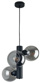 Csillár zsinóron TUBE 3xE27/60W/230V fekete/füstös fekete
