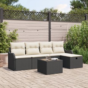 Kerti Kanapé Szett 6 pcs Fekete és krémszínű 231 x 117 x 85 cm