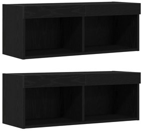 Lebegő polc 2 db Fekete tölgy 40x28,5x40 cm MDF