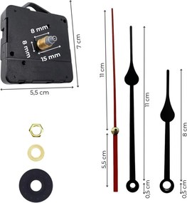 Fekete alumínium óramutatók - könnycsepp alakú 11,5 / 8,5 cm