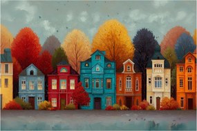 Kép - Festett őszi város (90x60 cm)