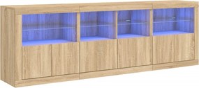 vidaXL sonoma tölgy színű tálalószekrény LED-ekkel 202x37x67 cm