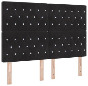Boxspring Ágy Matrac nélkül Fekete 140x200 cm Bársony