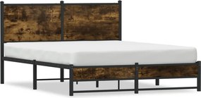 vidaXL füstös tölgy színű fém ágykeret matrac nélkül 140 x 200 cm
