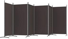 6 paneles barna szövet paraván 520x180 cm