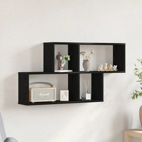 Fekete Tölgy Fali Szekrény 76x15x53 cm Mérnöki Fából