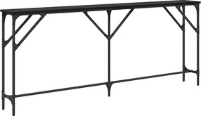 vidaXL Konzolasztal Musta tammi 180 x 23 x 75 cm Műgyantás fa és fém
