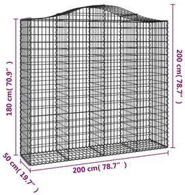 8 db íves horganyzott vas gabion kosár 200x50x180/200 cm
