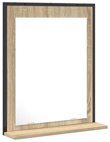 Fürdőszobai Tükör Polccal Sonoma Tölgy 50x12x60 cm Szerelt Fa
