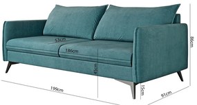 Petróleumkék kanapé 199 cm Juli Bis – Ropez
