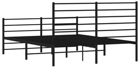 fekete fém ágykeret fej- és lábtámlával 135 x 190 cm