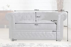 Kettes kanapé Chesterfield II 150 cm antik szürke