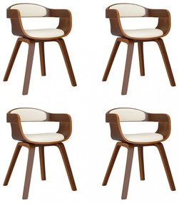 vidaXL 4 db krémszínű műbőr és hajlított fa étkezőszék