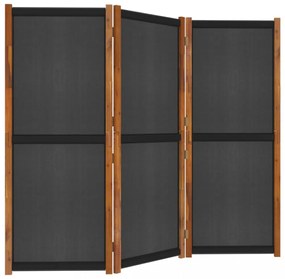 fekete 3 paneles térelválasztó 210 x 180 cm