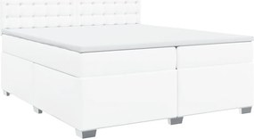 vidaXL fehér műbőr rugós ágy matraccal 200 x 200 cm