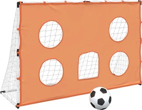 vidaXL gyerekfocikapu célzószőnyeggel és labdával 182 x 62 x 118 cm