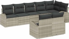 vidaXL Kerti Kanapé Szett párnával 8 pcs Világosszürke polirattan