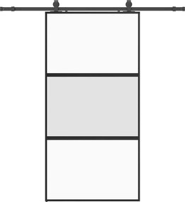 vidaXL fekete edzett üveg tolóajtó fémszerelék szettel 102,5x205 cm