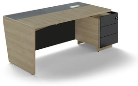 Trevix asztal 200,5 x 90 cm + jobb konténer, homoki tölgy / fekete