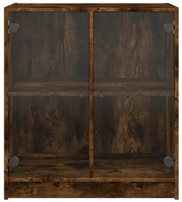 füstös tölgy színű kisszekrény üvegajtókkal 68 x 37 x 75,5 cm
