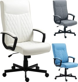 Vinsetto Forgós Irodai Szék Hátradőlő Íróasztali Szék PU Kárpitozással, Magas Háttámla, Magasságállítás, 120 kg Teherbírás, 65x72x102-112.5 cm Krém |