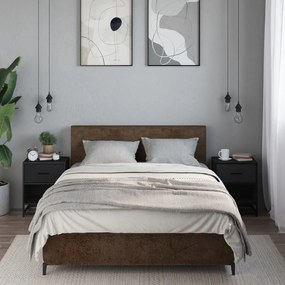 2 darab fekete tömör szerelt fa éjjeliszekrény 40 x 31 x 50 cm