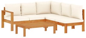 vidaXL 4 részes tömör akácfa kerti ülőgarnitúra párnával