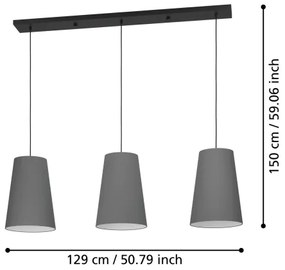 Eglo 390136 - Csillár zsinóron PETROSA 3xE27/40W/230V szürke