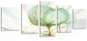 5-részes kép fák a pasztell mezőn