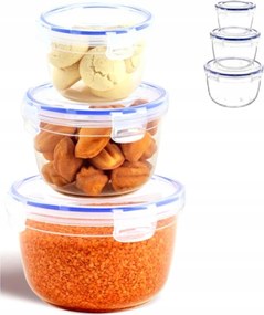 Ételtároló dobozok uzsonnás dobozok 3 db kerek 625, 1200, 2100ml Katex