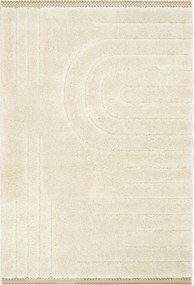 Shaggy Szőnyeg Nappaliba Krémszínű Art Deco 3D Akra Vonalas 120x170 cm